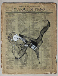 Sold!
"Musique de piano". Original_Tempera on paper (100 years old music sheet)._ (I. Croxatto)