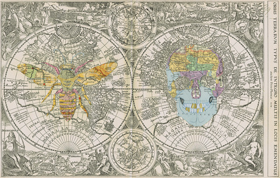 "Old world" Donation to Ivar Meling- Collage and 24K gold leaf on old map paper. 28x45cm_(Original)  